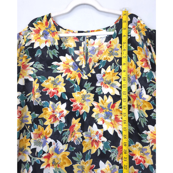 Ava & Viv Blouse Black Yellow Floral Puffed Sleeve Women 3X Fairy Office Boho - Picture 4 of 11